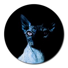 Blue Sphynx Cat Round Mousepads by Valentinaart