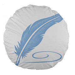 Feather Pen Blue Light Large 18  Premium Flano Round Cushions by Alisyart