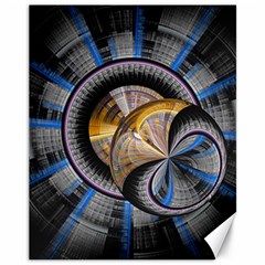 Fractal Tech Disc Background Canvas 11  X 14   by Simbadda