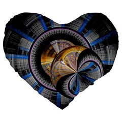 Fractal Tech Disc Background Large 19  Premium Flano Heart Shape Cushions by Simbadda