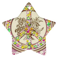 Peace Logo Floral Pattern Star Ornament (two Sides) by Simbadda