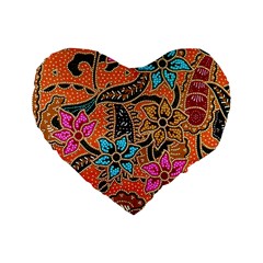 Colorful The Beautiful Of Art Indonesian Batik Pattern Standard 16  Premium Heart Shape Cushions by Simbadda