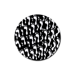 Population Soles Feet Foot Black White Rubber Coaster (round)  by Alisyart