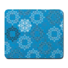 Flower Star Blue Sky Plaid White Froz Snow Large Mousepads by Alisyart