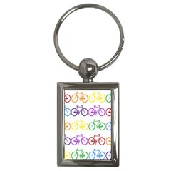 Rainbow Colors Bright Colorful Bicycles Wallpaper Background Key Chains (rectangle)  by Simbadda