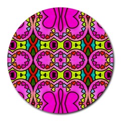 Love Hearths Colourful Abstract Background Design Round Mousepads by Simbadda