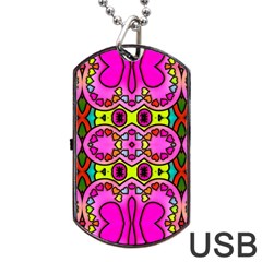 Love Hearths Colourful Abstract Background Design Dog Tag Usb Flash (two Sides) by Simbadda