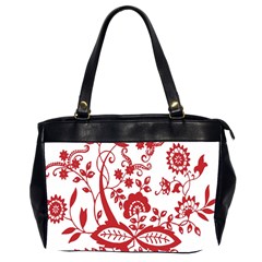 Red Vintage Floral Flowers Decorative Pattern Clipart Office Handbags (2 Sides)  by Simbadda