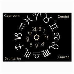 Astrology Chart With Signs And Symbols From The Zodiac Gold Colors Large Glasses Cloth (2-side) by Amaryn4rt