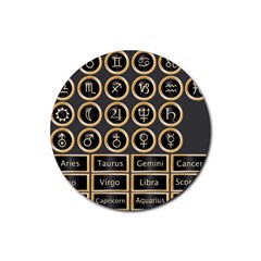 Black And Gold Buttons And Bars Depicting The Signs Of The Astrology Symbols Rubber Coaster (round)  by Amaryn4rt