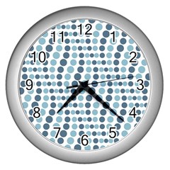Circle Blue Grey Line Waves Wall Clocks (silver)  by Alisyart