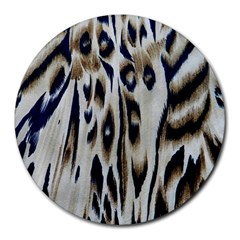 Tiger Background Fabric Animal Motifs Round Mousepads by Amaryn4rt