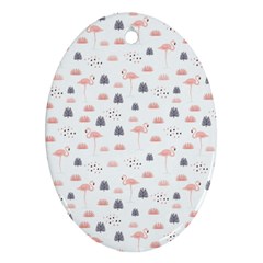 Cute Flamingos And  Leaves Pattern Ornament (oval) by TastefulDesigns