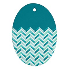 Zigzag Pattern In Blue Tones Ornament (oval) by TastefulDesigns