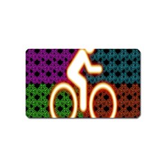 Bike Neon Colors Graphic Bright Bicycle Light Purple Orange Gold Green Blue Magnet (name Card) by Alisyart