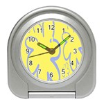Doodle Shapes Large Flower Floral Grey Yellow Travel Alarm Clocks Front