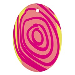 Doodle Shapes Large Line Circle Pink Red Yellow Oval Ornament (two Sides) by Alisyart