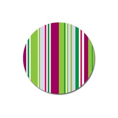 Beautiful Multi Colored Bright Stripes Pattern Wallpaper Background Magnet 3  (round) by Amaryn4rt