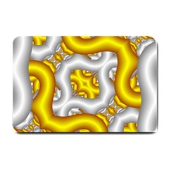 Fractal Background With Golden And Silver Pipes Small Doormat  by Amaryn4rt