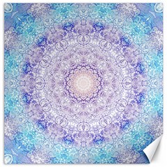 India Mehndi Style Mandala   Cyan Lilac Canvas 12  X 12   by EDDArt