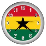 Flag of Ghana Wall Clocks (Silver)  Front