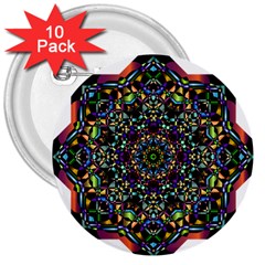 Mandala Abstract Geometric Art 3  Buttons (10 Pack)  by Amaryn4rt