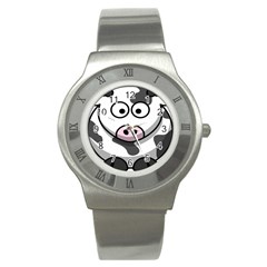 Animals Cow  Face Cute Stainless Steel Watch by Alisyart