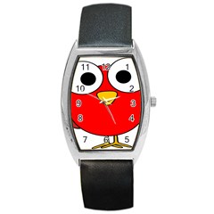 Bird Big Eyes Red Barrel Style Metal Watch by Alisyart
