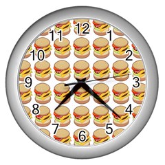 Hamburger Pattern Wall Clocks (silver)  by Simbadda
