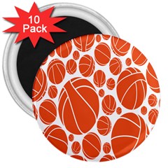 Basketball Ball Orange Sport 3  Magnets (10 Pack)  by Alisyart