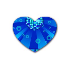 Disco Ball Retina Blue Circle Light Rubber Coaster (heart)  by Alisyart