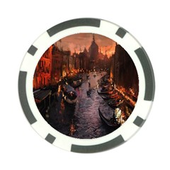 River Venice Gondolas Italy Artwork Painting Poker Chip Card Guard (10 Pack) by Simbadda