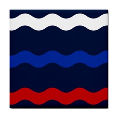Wave Line Waves Blue White Red Flag Tile Coasters by Alisyart