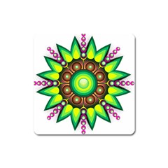 Design Elements Star Flower Floral Circle Square Magnet by Alisyart