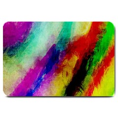 Colorful Abstract Paint Splats Background Large Doormat  by Simbadda
