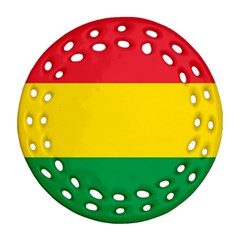 Rasta Colors Red Yellow Gld Green Stripes Pattern Ethiopia Round Filigree Ornament (two Sides) by yoursparklingshop