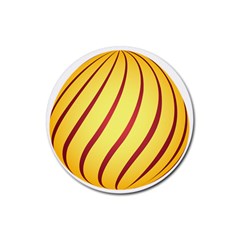 Yellow Striped Easter Egg Gold Rubber Round Coaster (4 Pack)  by Alisyart