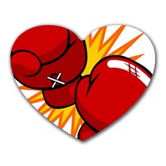 Boxing Gloves Red Orange Sport Heart Mousepads by Alisyart