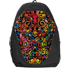 Chisel Carving Leaf Flower Color Rainbow Backpack Bag by Alisyart