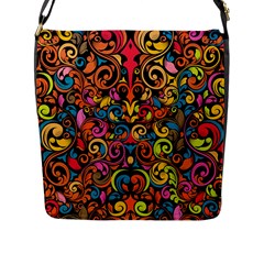 Chisel Carving Leaf Flower Color Rainbow Flap Messenger Bag (l)  by Alisyart