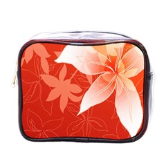 Lily Flowers Graphic White Orange Mini Toiletries Bags by Alisyart