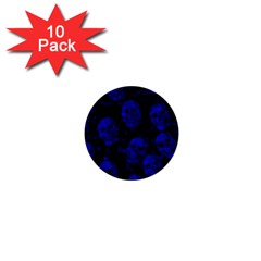 Sparkling Glitter Skulls Blue 1  Mini Buttons (10 Pack)  by ImpressiveMoments