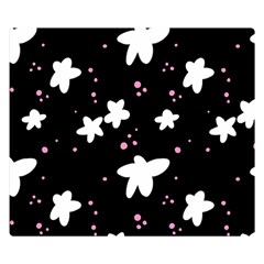 Square Pattern Black Big Flower Floral Pink White Star Double Sided Flano Blanket (small)  by Alisyart