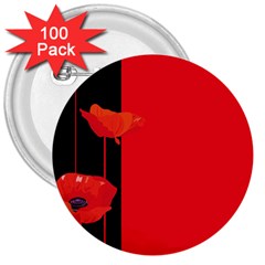 Flower Floral Red Back Sakura 3  Buttons (100 Pack)  by Mariart