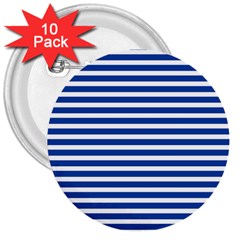 Horizontal Stripes Dark Blue 3  Buttons (10 Pack)  by Mariart
