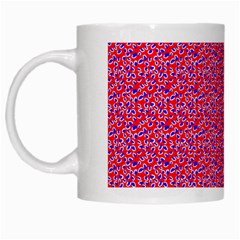 Red White And Blue Leopard Print  White Mugs by PhotoNOLA