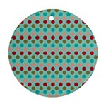 Large Colored Polka Dots Line Circle Round Ornament (Two Sides) Back