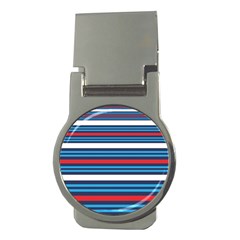 Martini Style Racing Tape Blue Red White Money Clips (round)  by Mariart