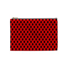 Polka Dot Black Red Hole Backgrounds Cosmetic Bag (medium)  by Mariart