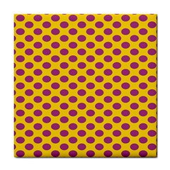 Polka Dot Purple Yellow Orange Tile Coasters by Mariart
